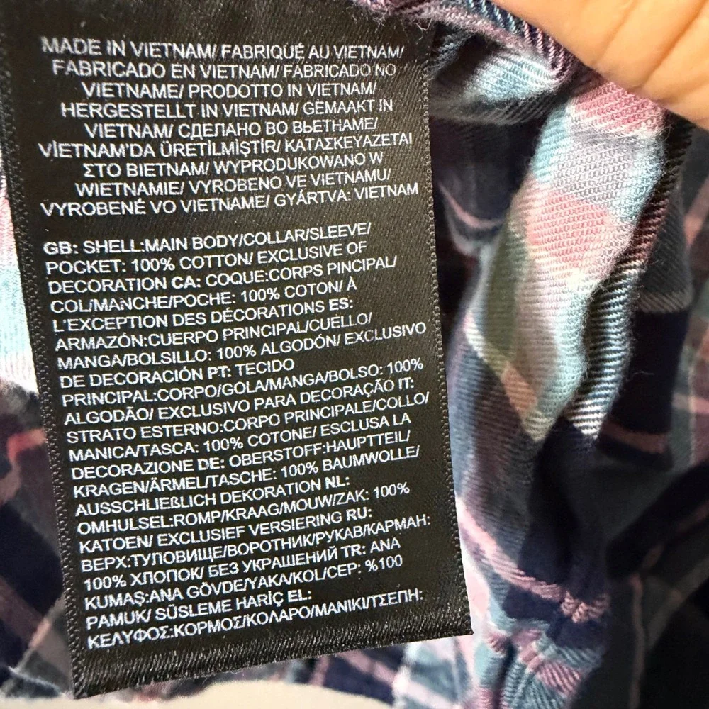 The North Face Mens XXL Plaid Flannel Shirt Navy Teal Pink